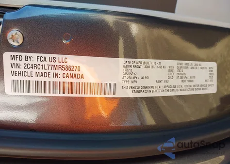 2021 Chrysler Pacifica Hybrid Touring L from USA, damaged, VIN 2C4RC1L77MR586270